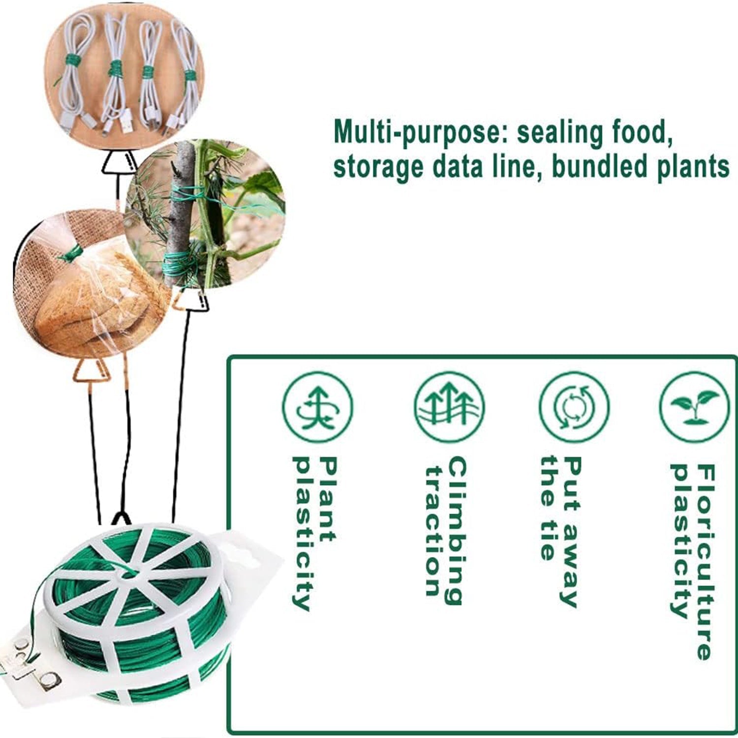 Garden Wire, Sturdy Plant Ties for Support, Garden Ties with Cutter for Tomatoes Vines, Plant Wire Tie Wire for Indoor, Outdoor, Home and Office Use (50 Mtr) Garden Wire, Sturdy Plant Ties for Support, Garden Ties with Cutter for Tomatoes Vines, Plant Wire Tie Wire for Indoor, Outdoor, Home and Office Use (50 Mtr)